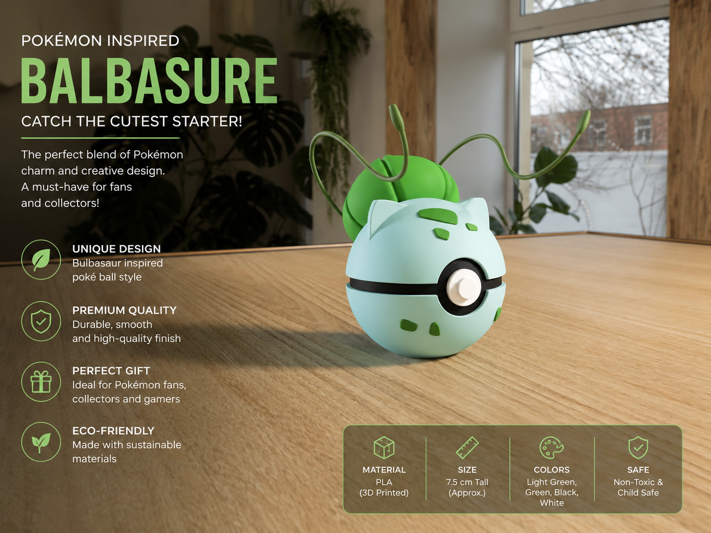 Bulbasaur-Inspired Poké Ball Collectible