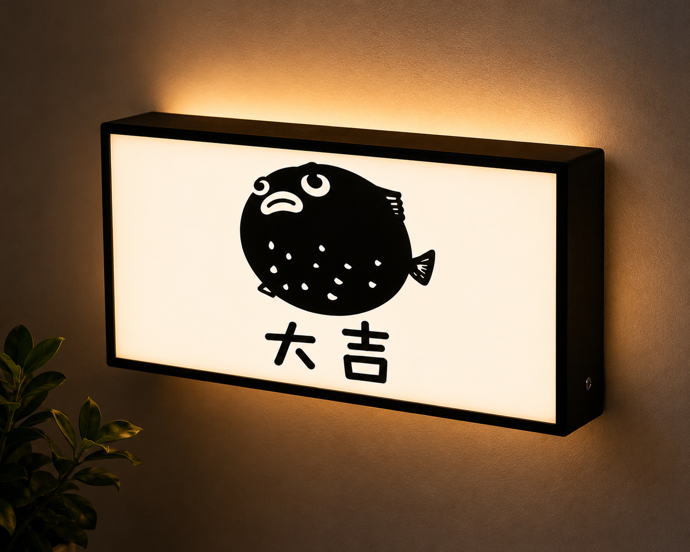 Japanese Lucky Blowfish Lightbox: Retro Fugu LED Desk Lamp