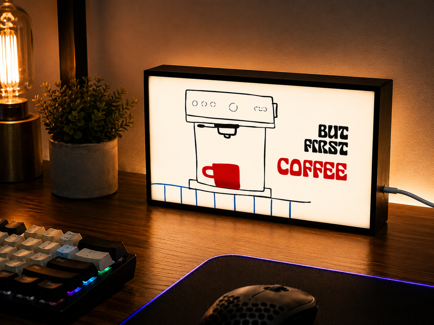 But First Coffee LED Light Box
